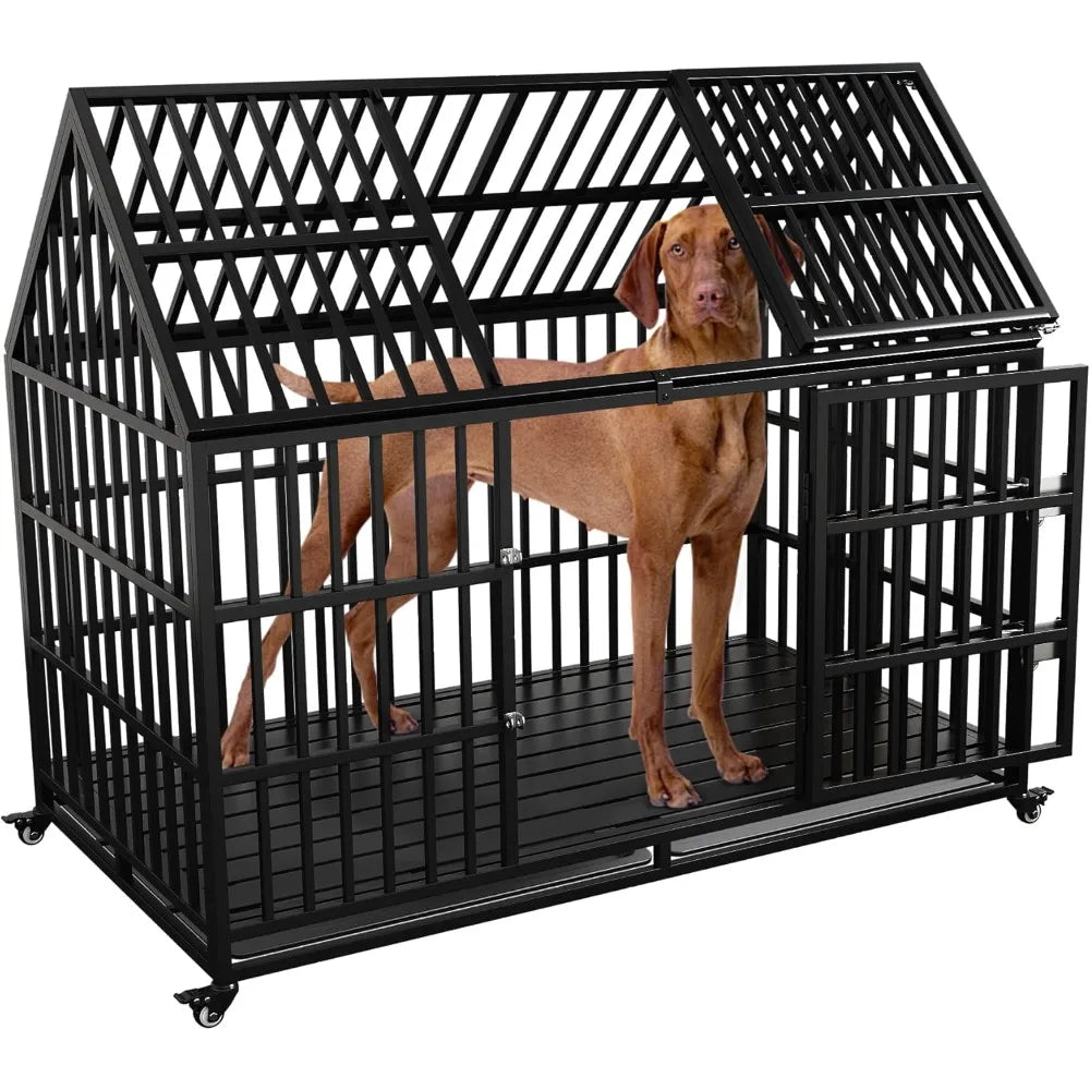 MKDKHign-concerned Heavy Duty Dog Crate Metal Kennel Roof