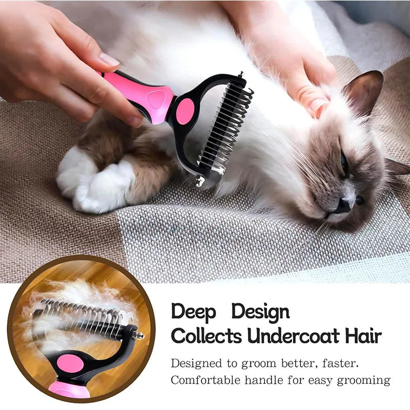 Deshedding Pet Brush Cat Comb Self Cleaning Grooming Tool