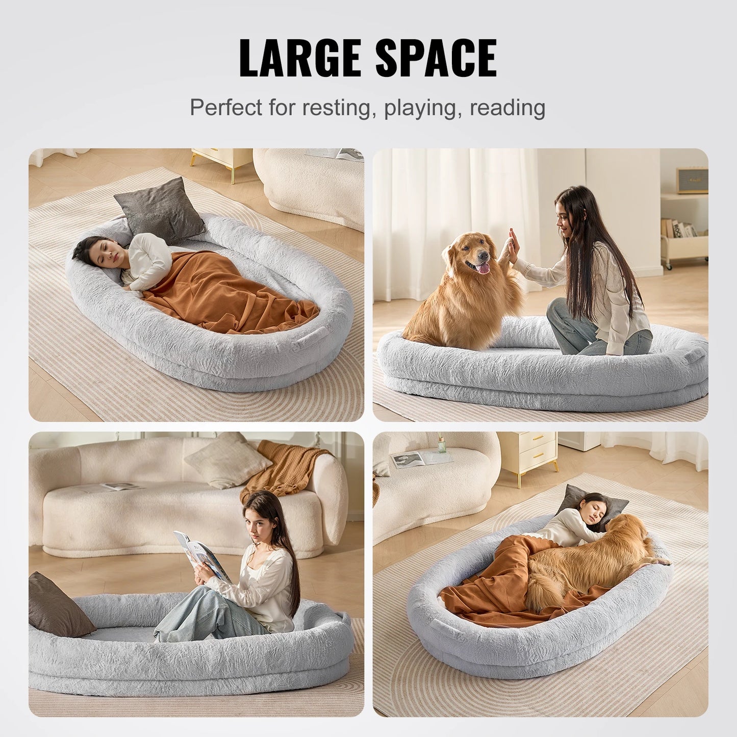 SucceBuy Human Dog Bed With Orthopedic Foam And Washable Cover