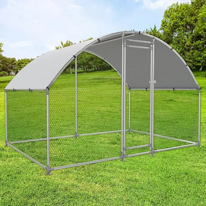 XMSJ Chicken Coop Walk In Metal Poultry Cage Outdoor Run