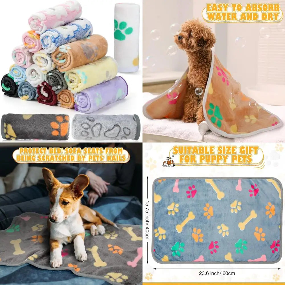 Cozy Fleece Pet Blanket Set For Puppies And Small Dogs