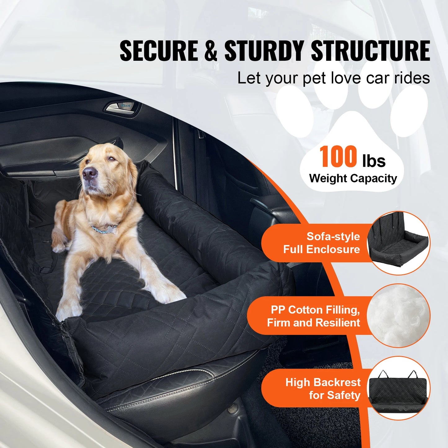 SucceBuy Waterproof Dog Car Seat Booster With ClipOn Safety Leash