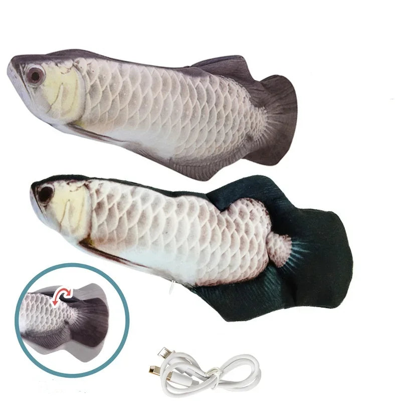 Interactive USB Fish Cat Toy Chew Bite Floppy Realistic Pet
