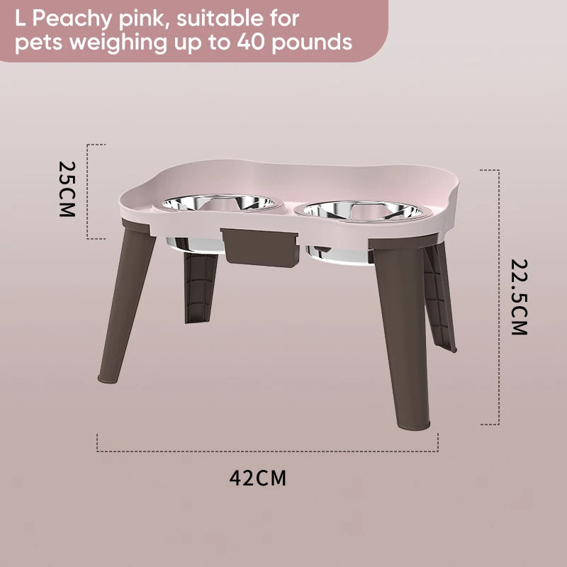 Superdesign Rimmed Table Pet Bowl Stainless Steel Elevated Neck Protection