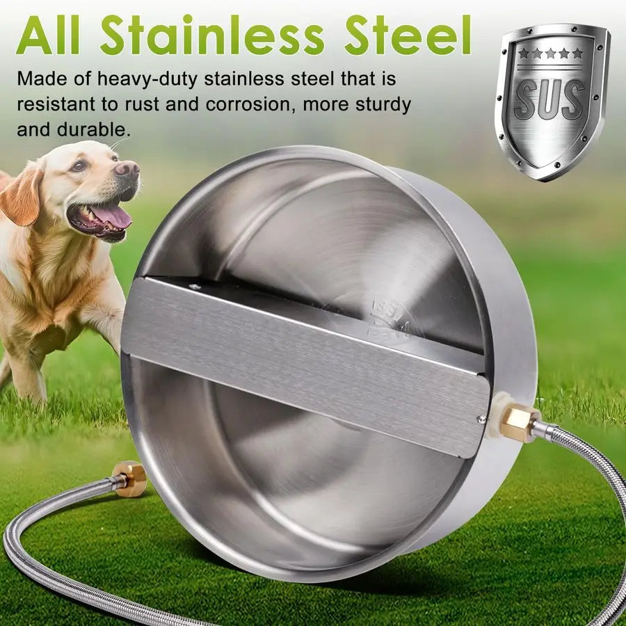 Dog Water Fountain Dispenser Outdoor Stainless Steel With Float Valve