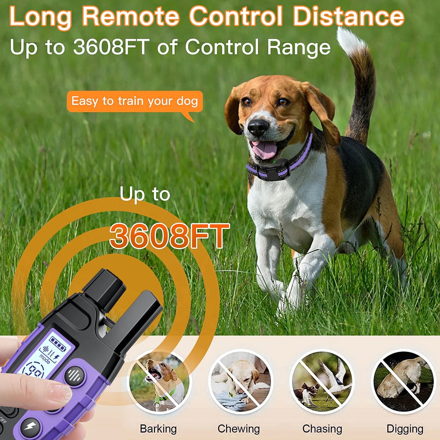 WXRPET Electric Dog Training Collar Remote Control Waterproof Vibration Beep