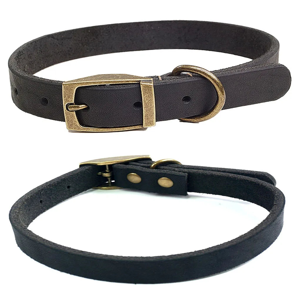 Leather Dog Collar With Heavy Duty Hardware Full Grain Cowhide