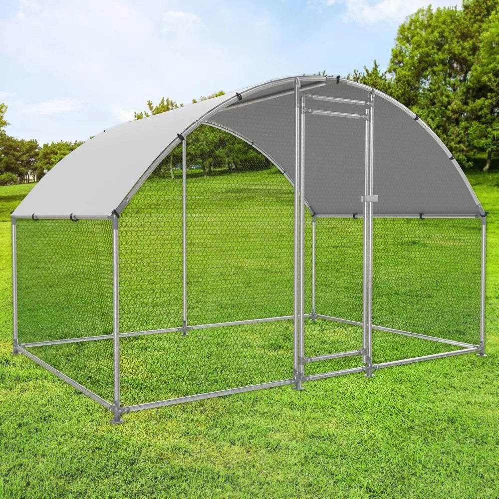 XMSJ Chicken Coop Walk In Metal Poultry Cage Outdoor Run