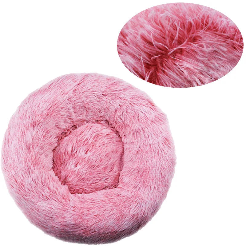 Winter Warm Round Plush Pet Bed For Dogs And Felines