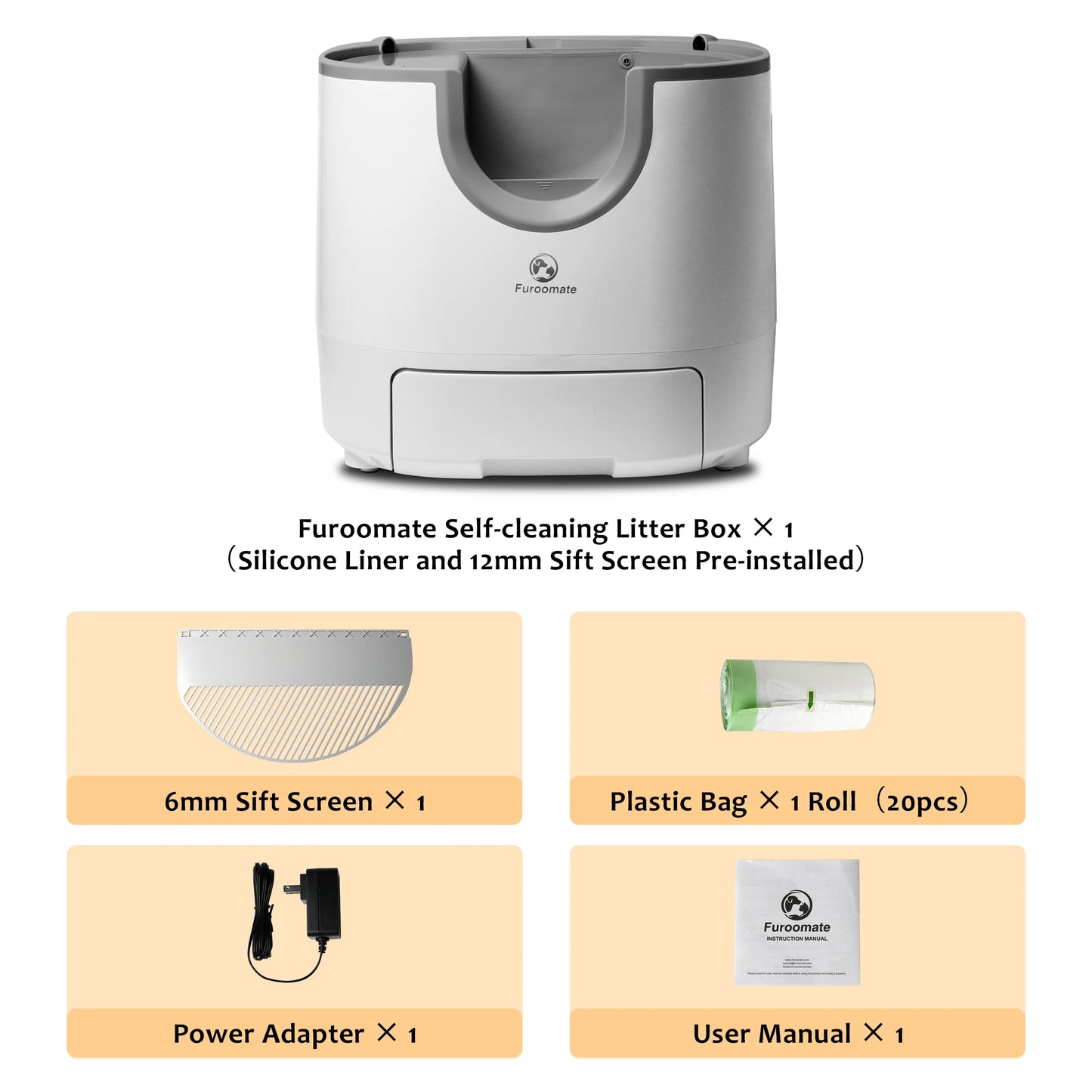 Furoomate SelfCleaning Cat Litter Box OpenTop Advanced Safety Sensors