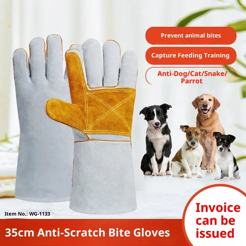 Pet Viper Anti-Bite Gloves Dog Training Anti-cat and Dog Scratch Gloves Anti-scratch Scratch Injury Thickened Extended Cowhide