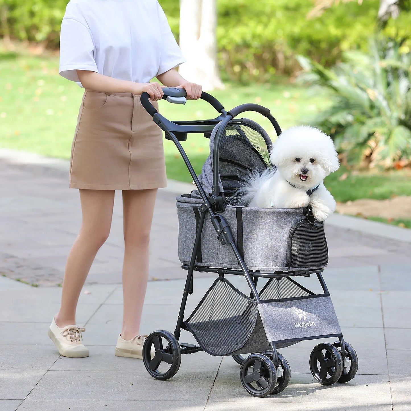 Three-In-One Pet Stroller With Removable Carrier For Small Pets