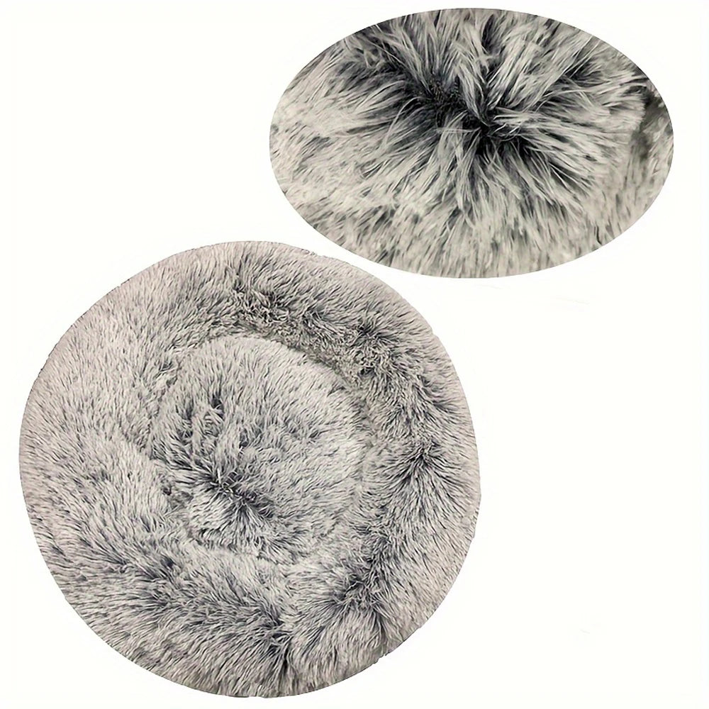 Winter Warm Round Plush Pet Bed For Dogs And Felines
