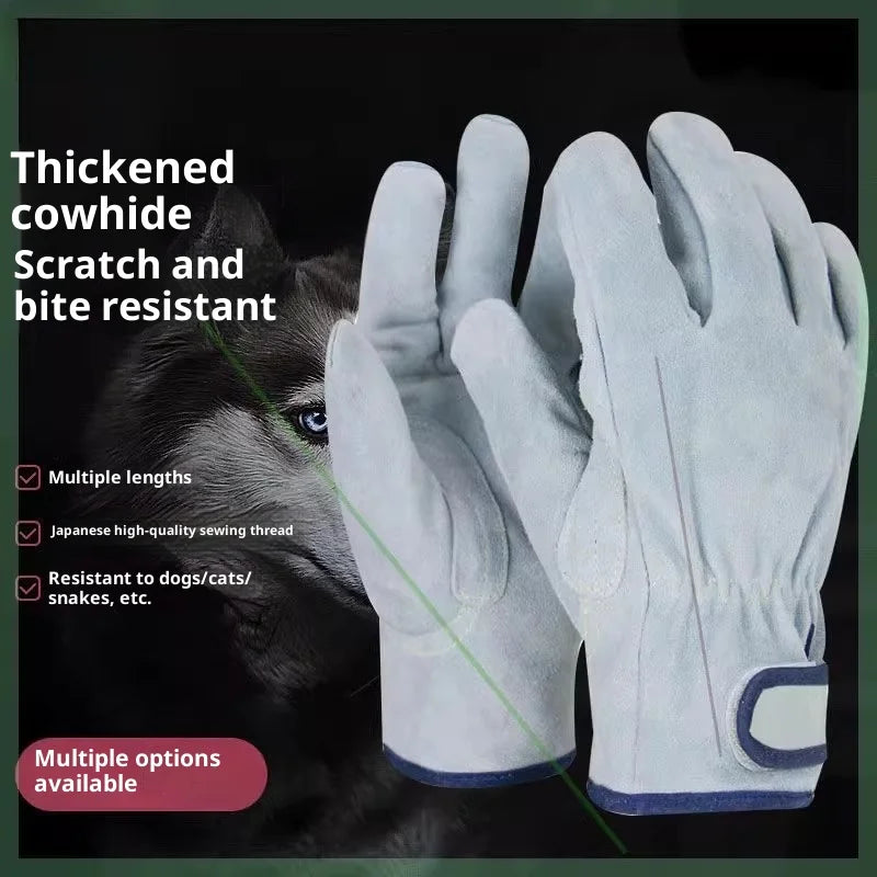 Pet Viper Anti-Bite Gloves Dog Training Anti-cat and Dog Scratch Gloves Anti-scratch Scratch Injury Thickened Extended Cowhide