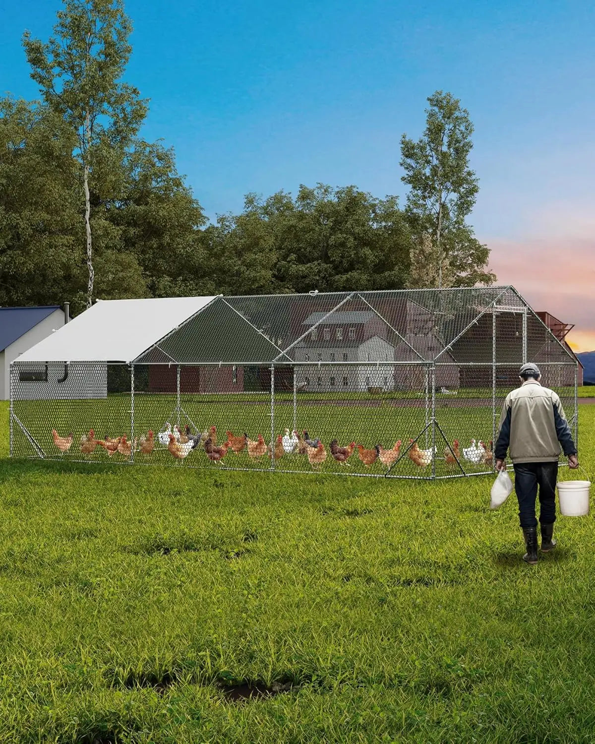 Twister.CK Metal Chicken Coop Walk In Poultry Cage UV Cover