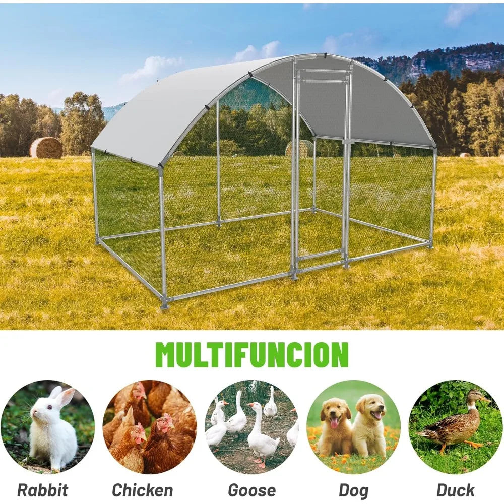 XMSJ Chicken Coop Walk In Metal Poultry Cage Outdoor Run