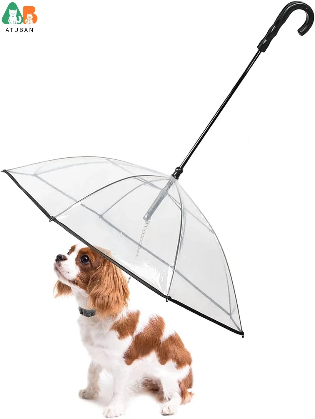 ATUBAN Dog Umbrella With Leash For Small Pets Rain Gear