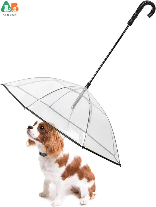 ATUBAN Dog Umbrella With Leash For Small Pets Rain Gear