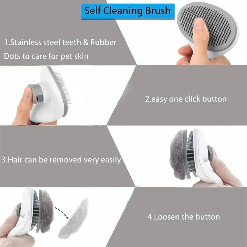 AEHOME Self Cleaning Hair Brush For Dogs Cats Dematting Comb