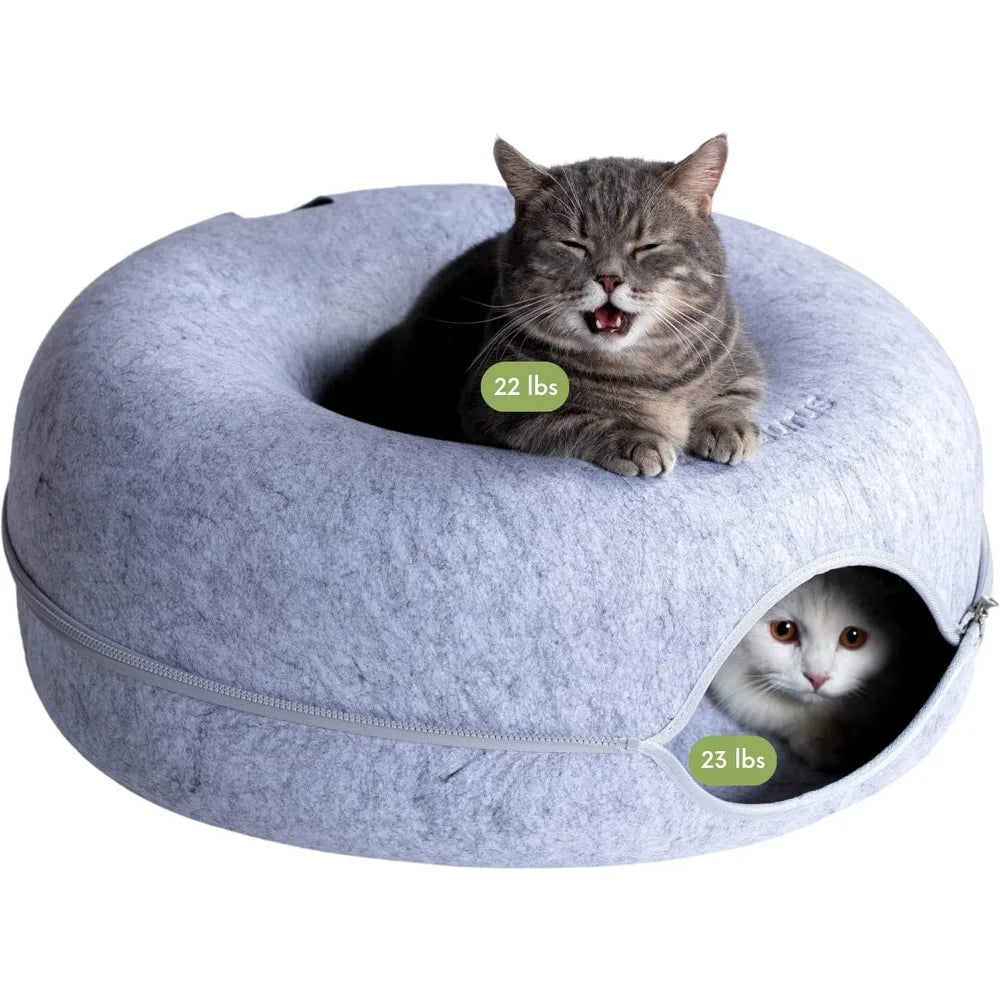 Hign-concerned Peekaboo Cat Cave Donut Bed For Large Cats