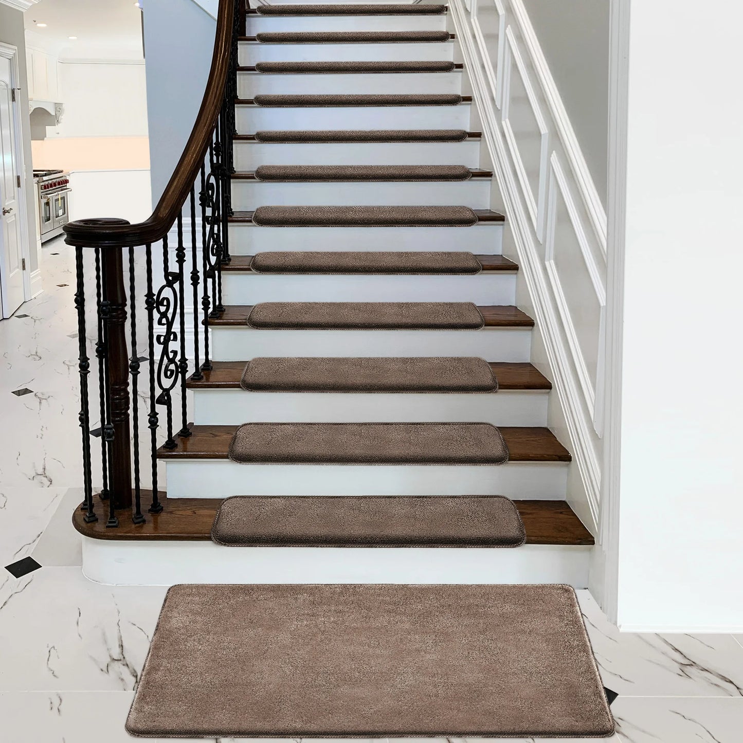 NONECN Bullnose Non-Slip Stair Treads Ultra Plush Peel and Stick