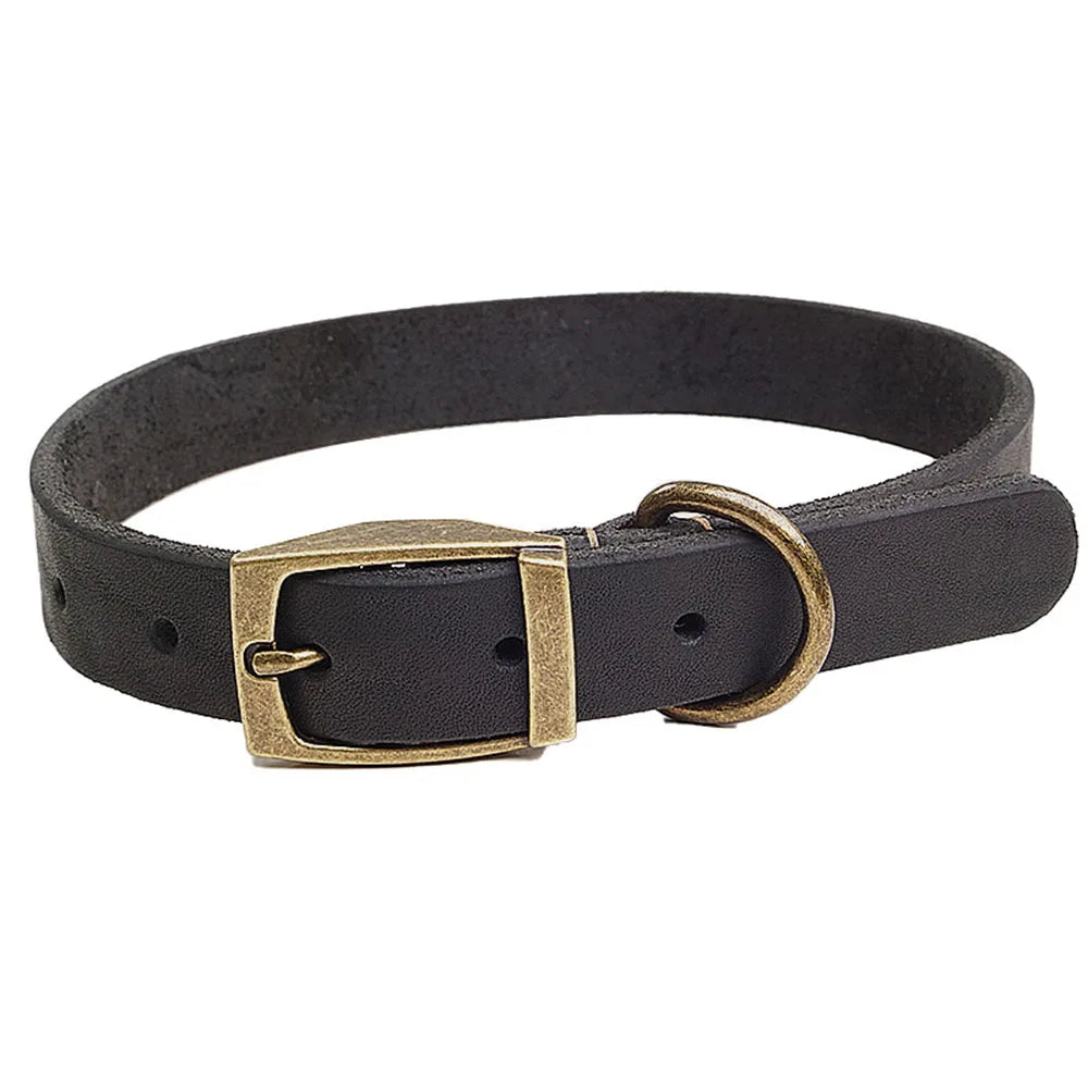Leather Dog Collar With Heavy Duty Hardware Full Grain Cowhide