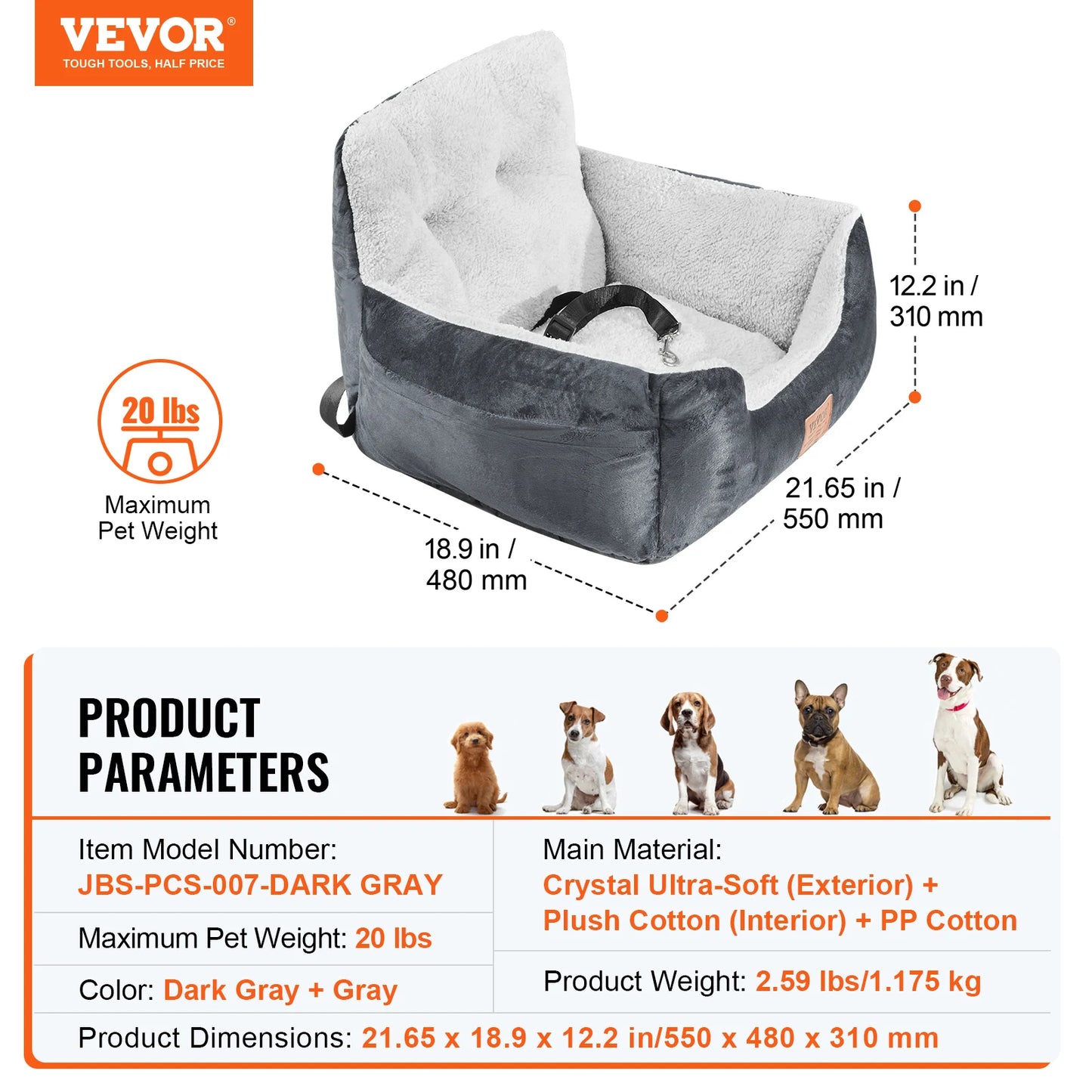 SucceBuy Waterproof Dog Car Seat Booster With ClipOn Safety Leash