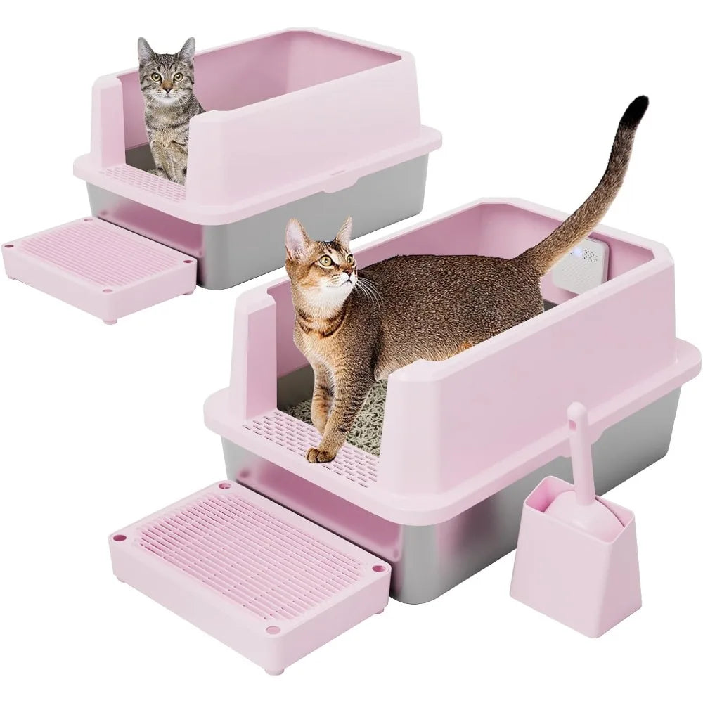 Stainless Steel Litter Box With Odor Control For Cats