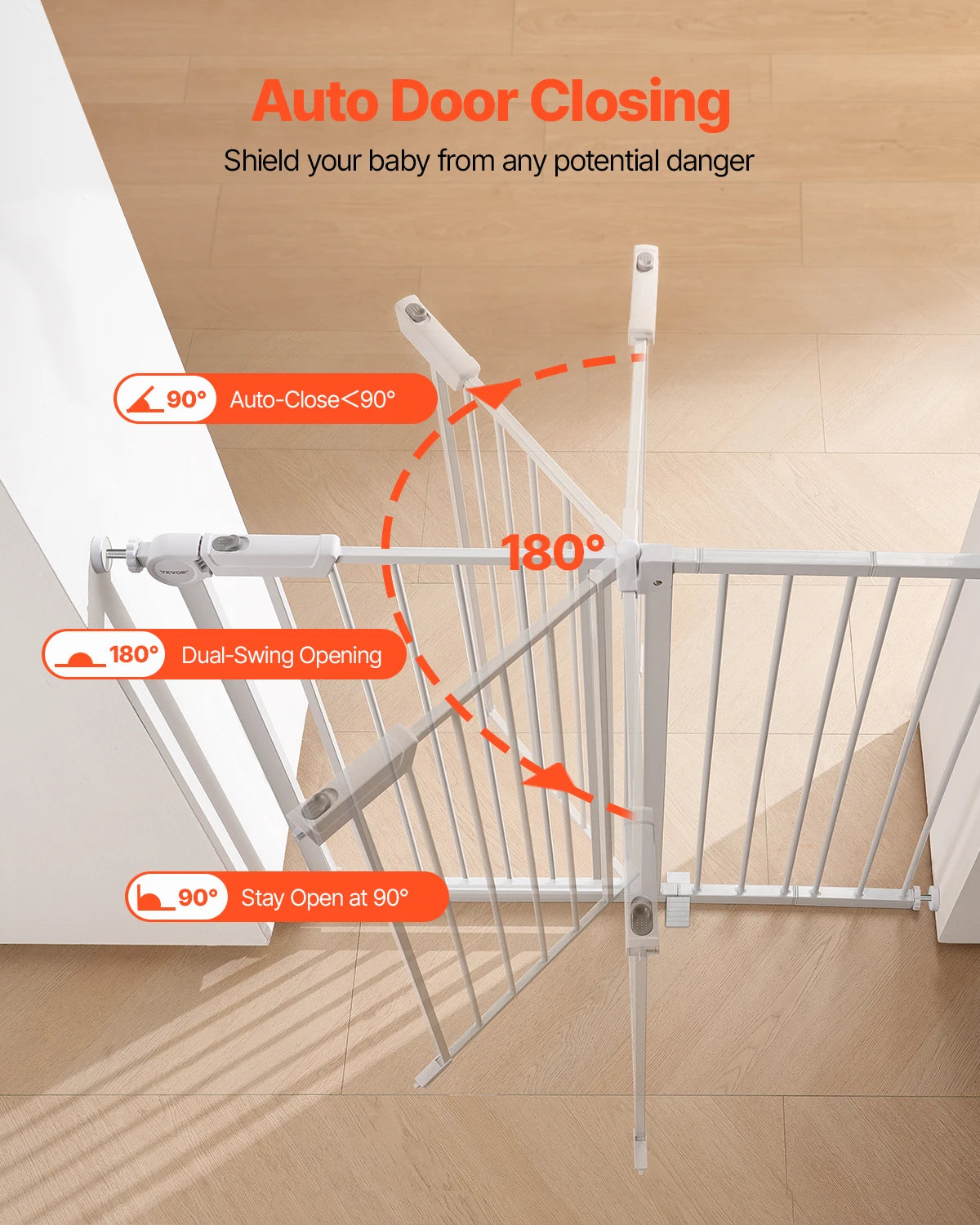SucceBuy Baby Gate Walk Thru Pressure Mount For Pets