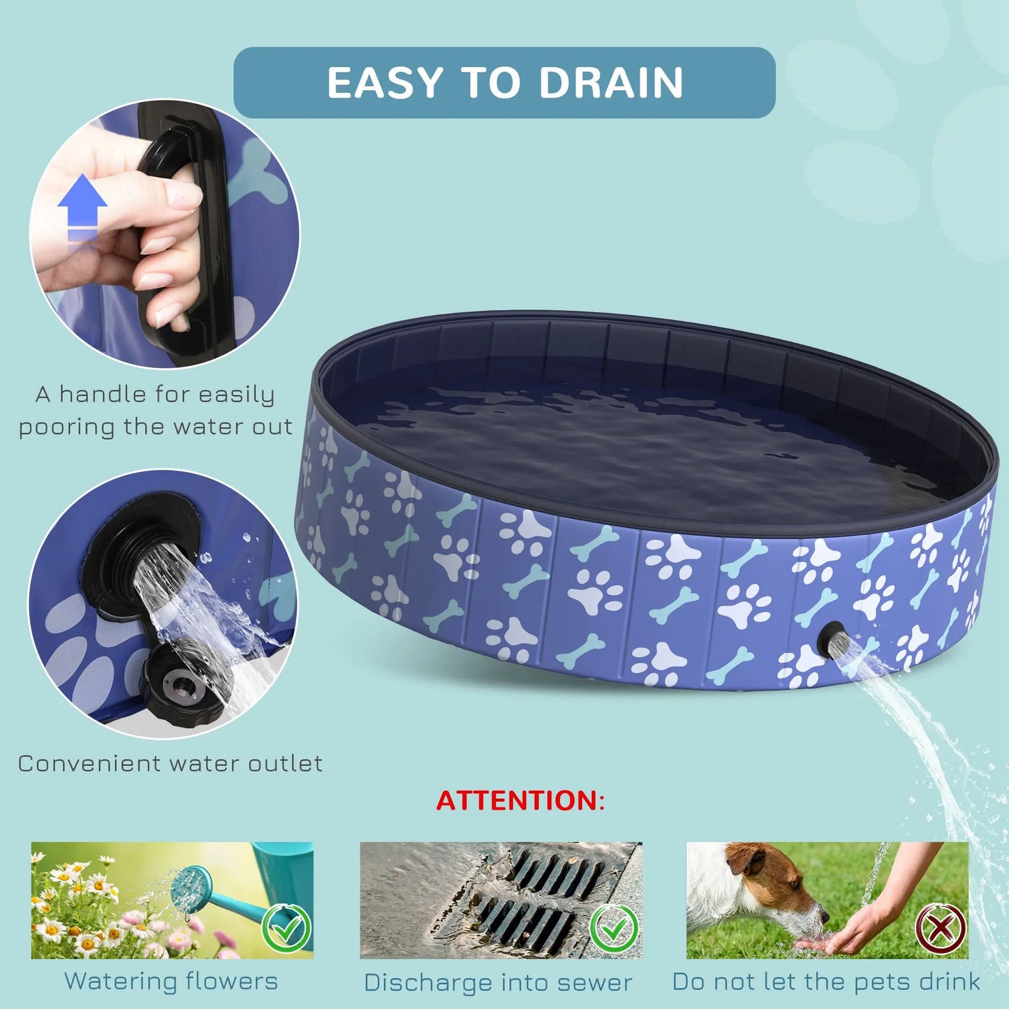 Foldable Pet Swimming Pool Portable Bathing Tub Anti Slip