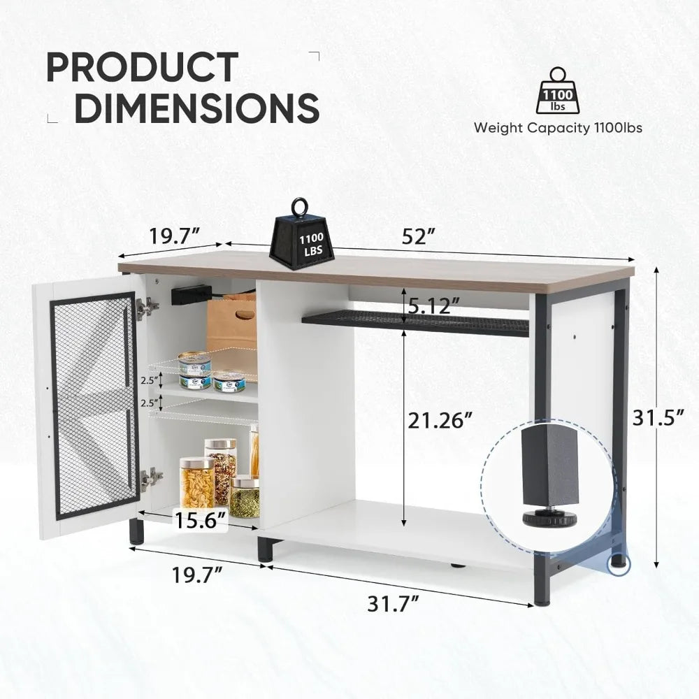 Verano 55-75 Gallon Aquarium Stand with Cabinet, Fish Tank Cabinet with Power Outlets & LED Light, Modern Turtle Tank Stand 52 i