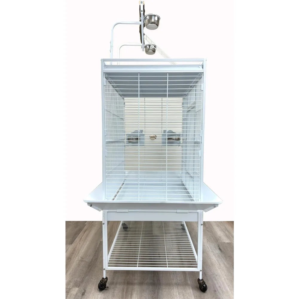 Wrought Iron Parrot Cage Rolling Bird Enclosure Durable