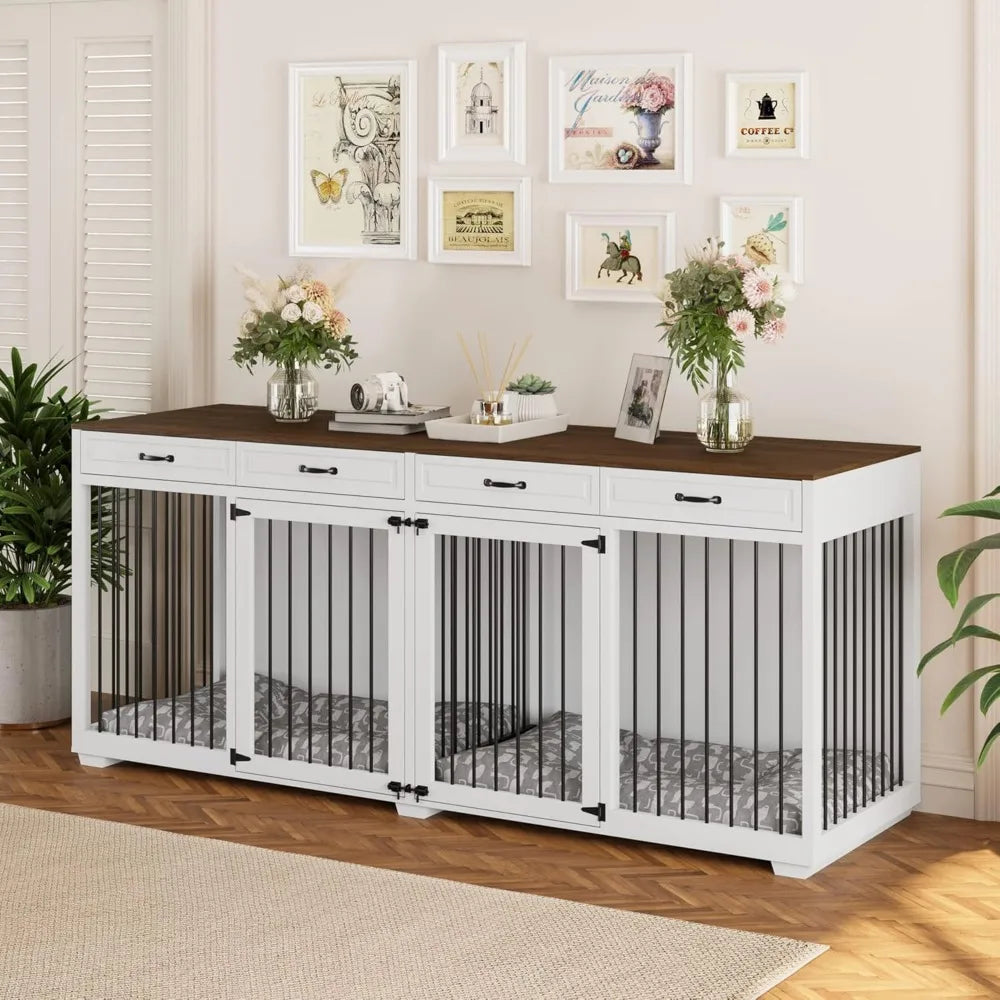 DAFIFY Heavy Duty Dog Crate Furniture With Divider Storage