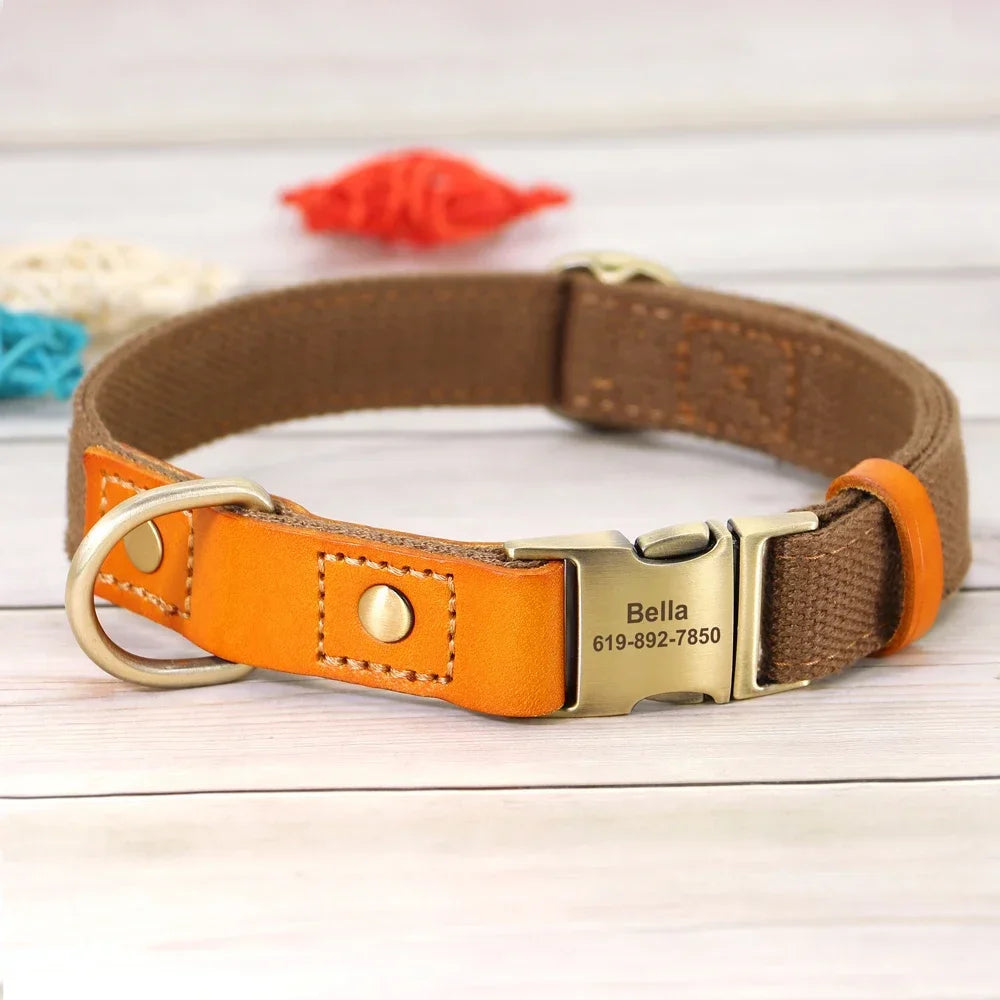 Pet Artist Nylon Custom Dog Collar Leash Set With Nameplate