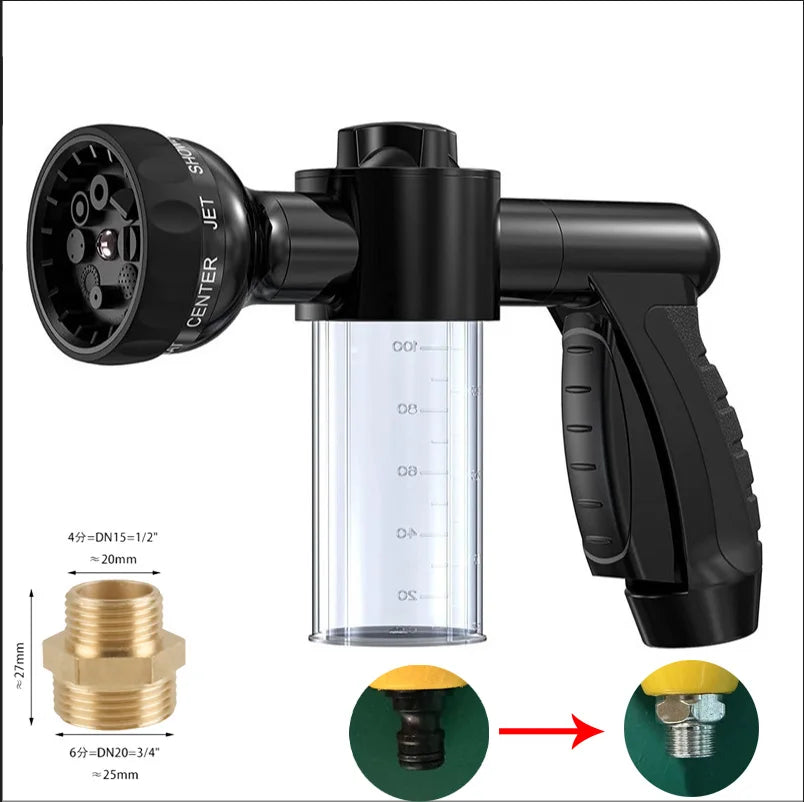 High Pressure Sprayer Nozzle Hose 3 Mode Adjustable Dog Wash