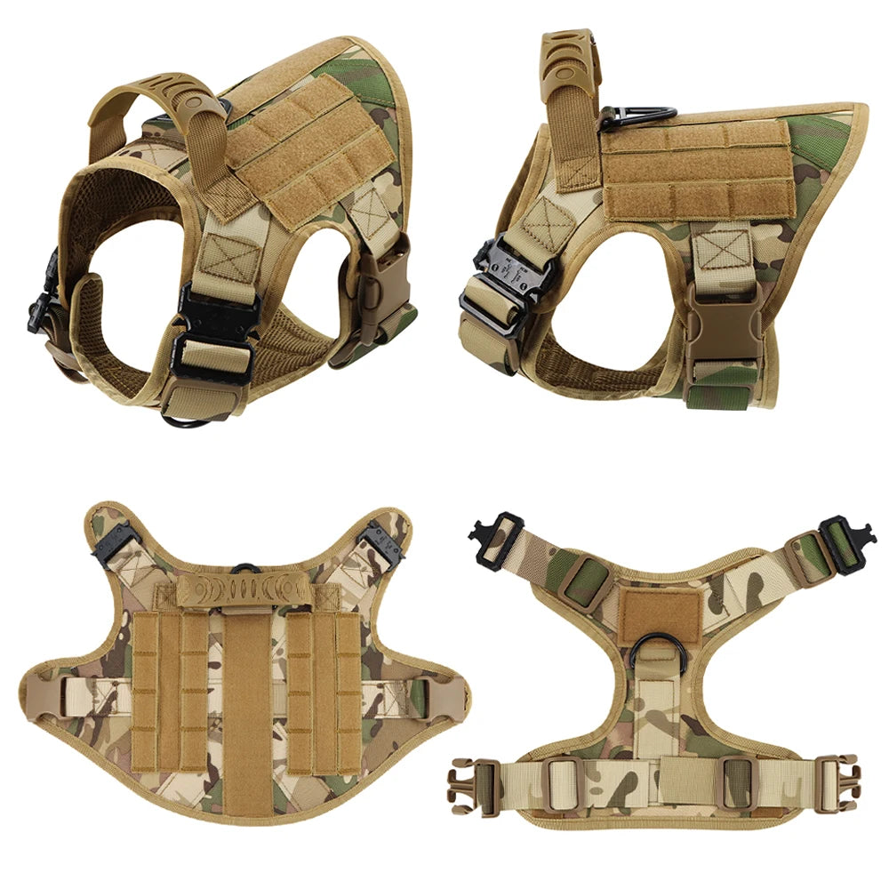 PETRAVELCN Military Dog Harness Vest Leash Set With Patches Malinois