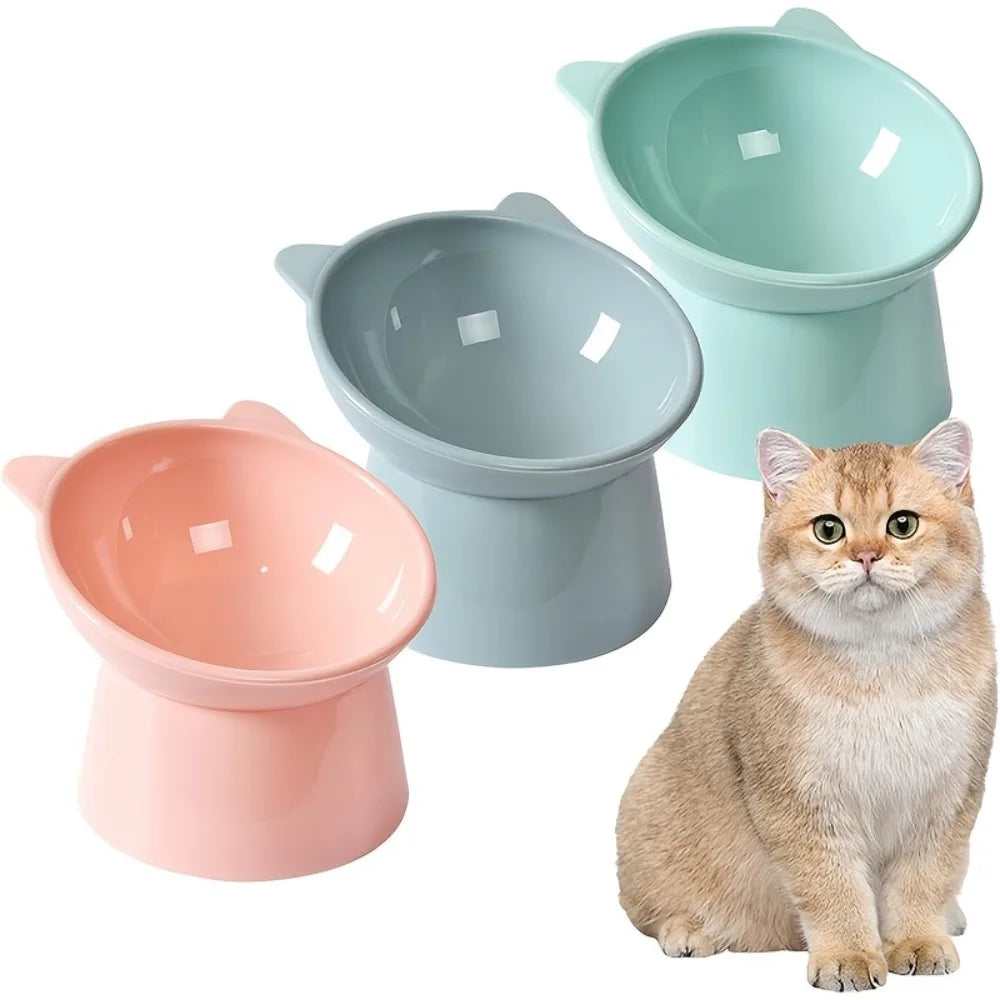 DIAMRI Cat Ear Elevated Bowls Set With Anti Slip Base