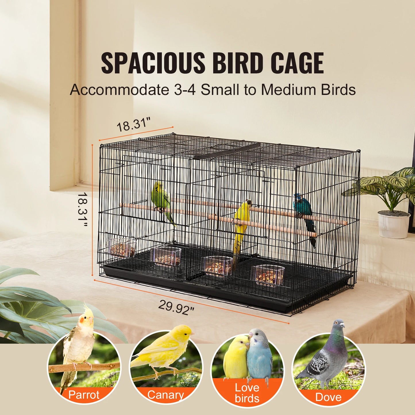 SucceBuy Flight Bird Cage With Divider For Travel And Pet Birds