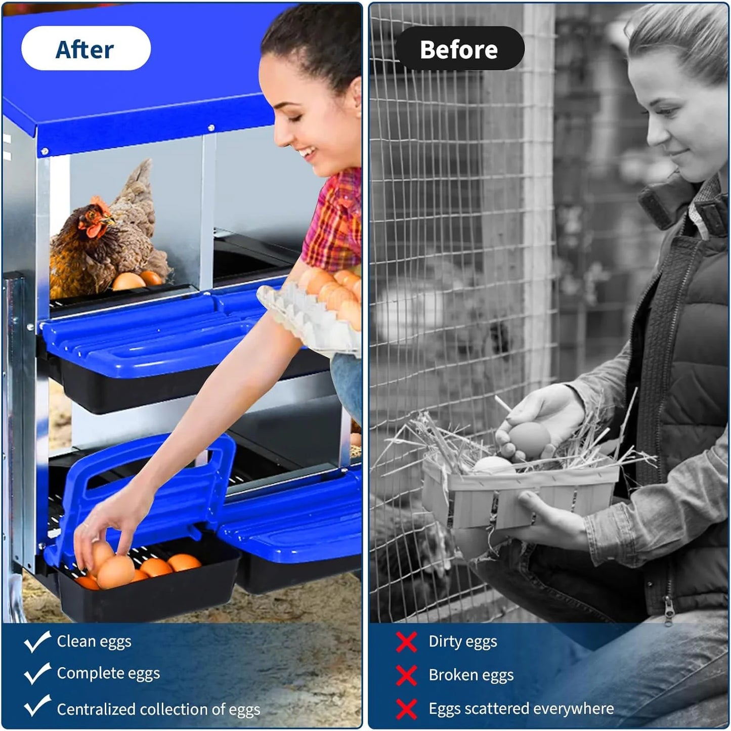HiMISS 2 Tier Heavy Duty Metal Chicken Nesting Box Compartments