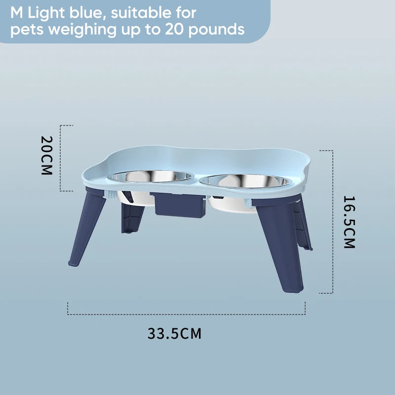 Superdesign Rimmed Table Pet Bowl Stainless Steel Elevated Neck Protection
