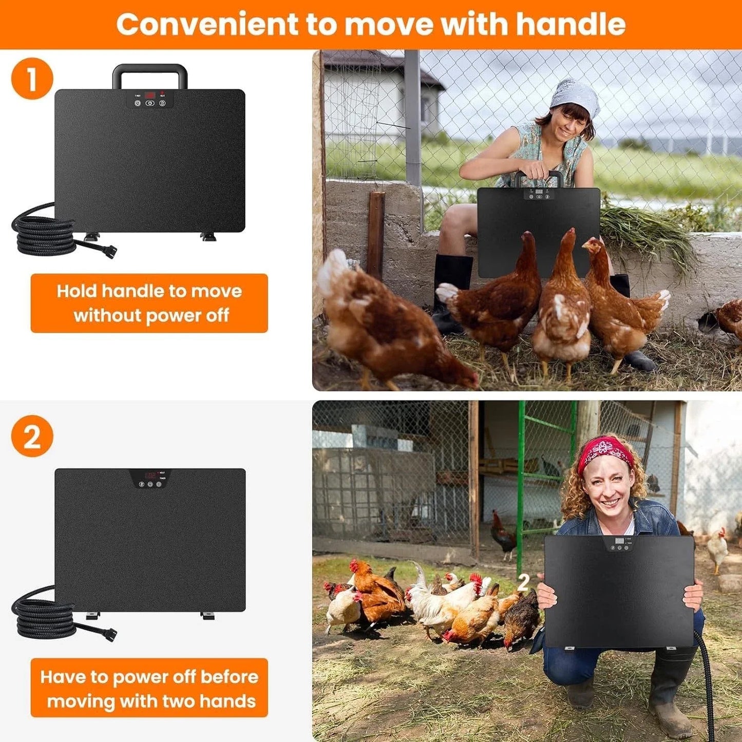 Thermostatic Poultry Coop Heater Universal Panel With Adjustable Temperature