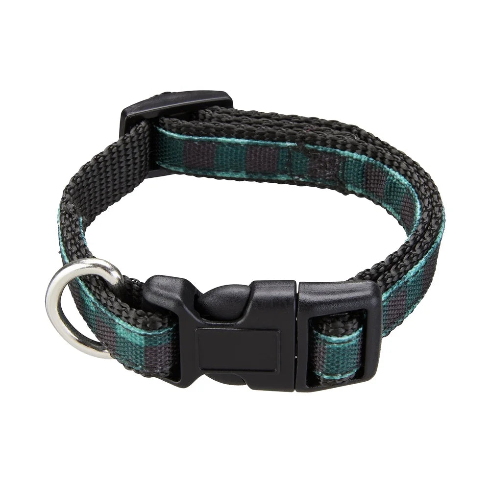 DUTRIEUX Adjustable Buffalo Check Dog Collar Quick Release