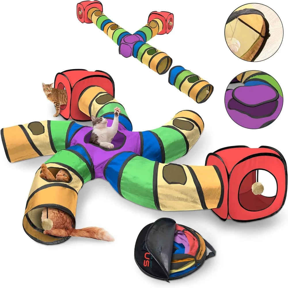 Genius Cat Tunnels Indoor Five Way Tube System Hanging Toys