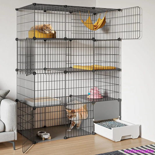 XMSJ 4-Tier Cat Cage Playpen With Litter Box DIY Enclosures