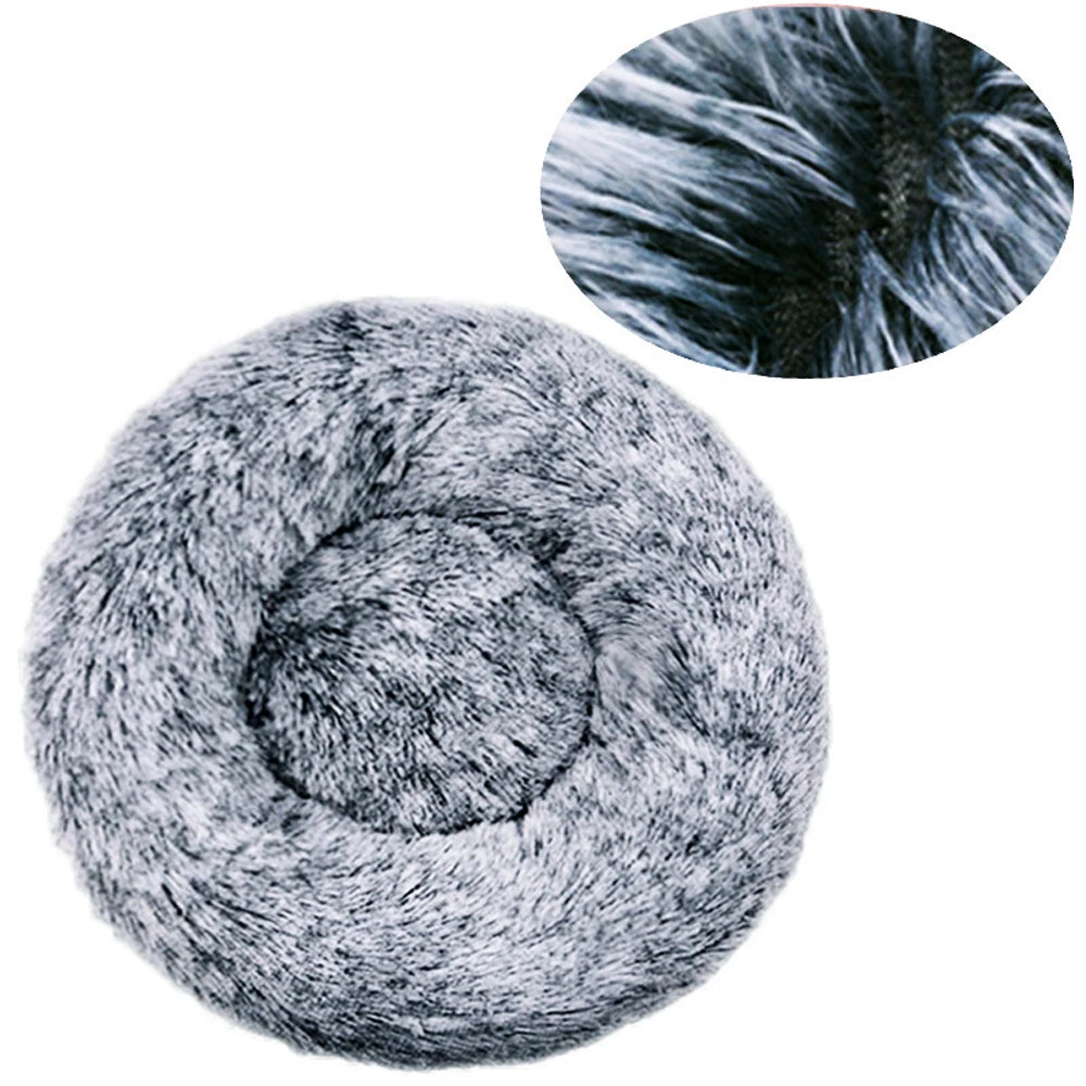 Winter Warm Round Plush Pet Bed For Dogs And Felines