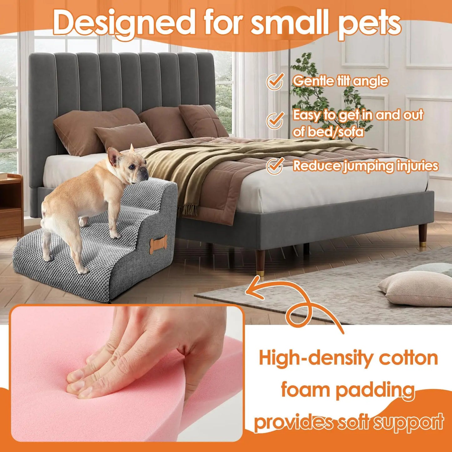 Ladder Dogs Pets Bone Handle Puppys Stairs Beside Sofa Bed Ramp for Dogs Protecting Pets Joint Safety Stairs for Elderly Dogs