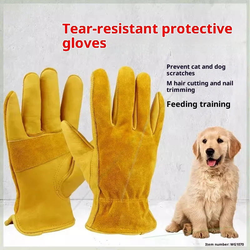 Pet Viper Anti-Bite Gloves Dog Training Anti-cat and Dog Scratch Gloves Anti-scratch Scratch Injury Thickened Extended Cowhide