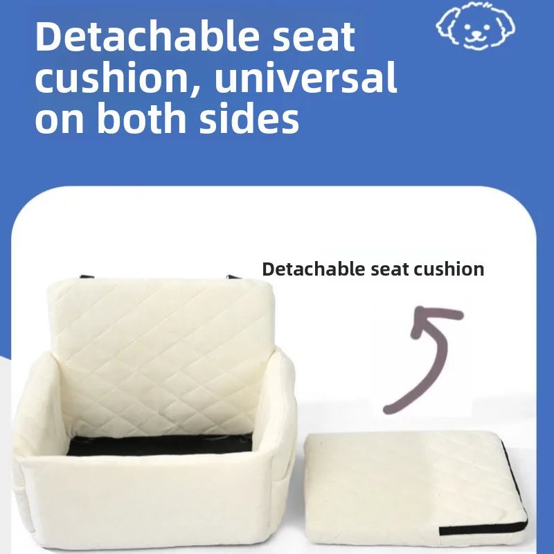 Pet Car Seat for Dogs Cat Travel Safety Bed Small Medium Pets Backseat Sofa with Clip-on Safety Belt Waterproof Basket Protector