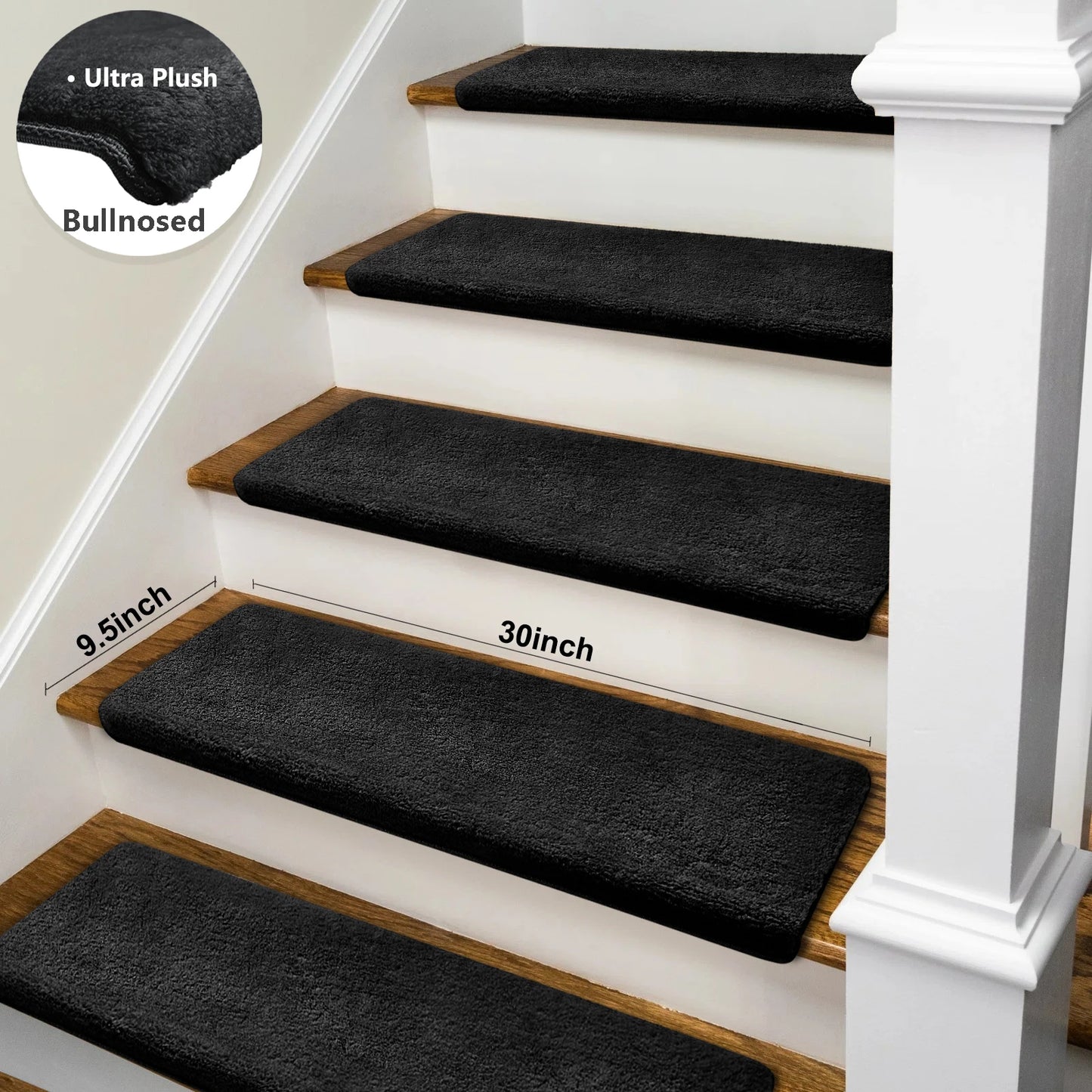 NONECN Bullnose Non-Slip Stair Treads Ultra Plush Peel and Stick