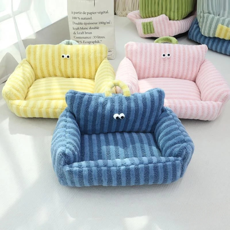 Linen Winter Warm Pet Bed Sofa For Small Dogs Cats